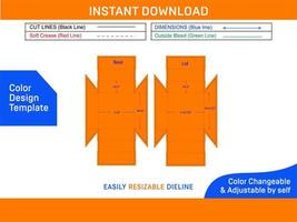 Self locking food tray box dieline template Color Design Template vector