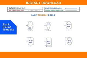 Perfect tagline 2x3 inch dieline template and 3D tagline design Blank dieline template vector