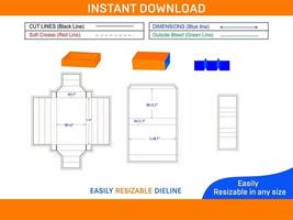 Chocolate box with divider insert drawer packaging box die cut template Box dieline and 3D box vector