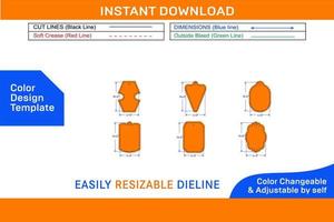 Perfect tagline 2x3 inch dieline template and 3D tagline design Color Design Template vector