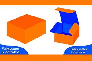 Food box packaging template 4x4x2 inch and 3D box design 3D box vector