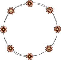 hand dragen cirkel ram dekoration element med blommor klämma konst png