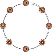 hand dragen cirkel ram dekoration element med blommor klämma konst png