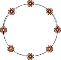 hand dragen cirkel ram dekoration element med blommor klämma konst png