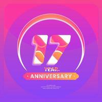 Anniversary with number year celebration and violet colors. vector