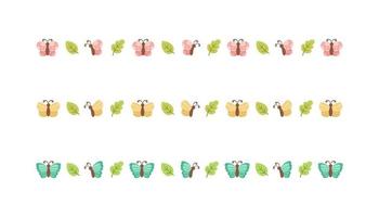 Cute Butterfly Separator Border Divider Set. Spring Summer Nature Pattern Vector Illustration Design.