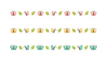 Cute Butterfly Separator Border Divider Set. Spring Summer Nature Pattern Vector Illustration Design.