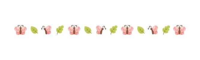 Cute Butterfly Separator Border Divider. Spring Summer Nature Vector Illustration Design.