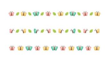 Cute Butterfly Separator Border Divider Set. Spring Summer Nature Pattern Vector Illustration Design.
