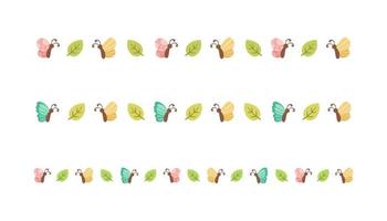 Cute Butterfly Separator Border Divider Set. Spring Summer Nature Pattern Vector Illustration Design.