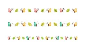 Cute Butterfly Separator Border Divider Set. Spring Summer Nature Pattern Vector Illustration Design.