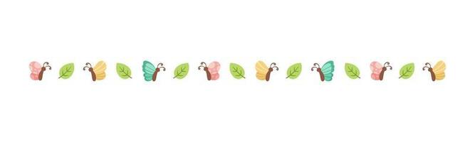 Cute Butterfly Separator Border Divider. Spring Summer Nature Vector Illustration Design.