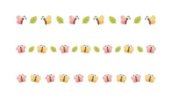 Cute Butterfly Separator Border Divider Set. Spring Summer Nature Pattern Vector Illustration Design.