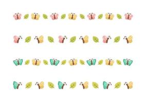 Cute Butterfly Separator Border Divider Set. Spring Summer Nature Pattern Vector Illustration Design.