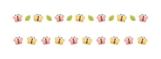 Cute Butterfly Separator Border Divider Set. Spring Summer Nature Pattern Vector Illustration Design.