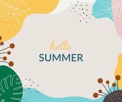 Summer banner design in muted colors. Web page, site design. Tropical plant outlines in editable stroke vector