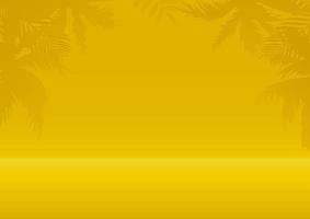 Frame from the shadow of tropical leaves on a yellow background. Summer tropical leaf. Origami exotic hawaiian jungle, summertime background. Minimal style. vector
