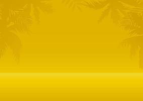 Frame from the shadow of tropical leaves on a yellow background. Summer tropical leaf. Origami exotic hawaiian jungle, summertime background. Minimal style. vector