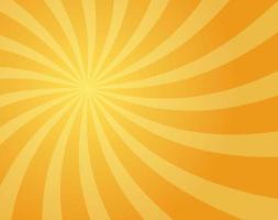 Sunlight abstract wide background. Retro bright backdrop. Divergent rays. Sun rays on orange background. Vector