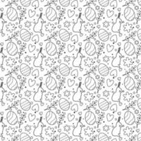 Drawn Easter seamless pattern outlined on a white background, cute doodle eggs and flowers with hearts in a stroke , great for textiles, banners, wallpaper, wrapping vector design