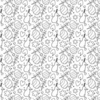 Drawn Easter seamless pattern outlined on a white background, cute doodle eggs and flowers with hearts in a stroke , great for textiles, banners, wallpaper, wrapping vector design