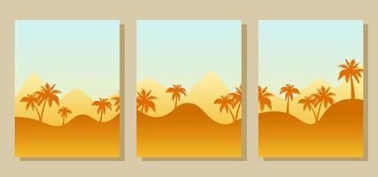 Vector set of social media stories design templates, backgrounds with copy space for text - summer backgrounds for banner, greeting card, poster . Palm trees at sunset, mountains. Vector