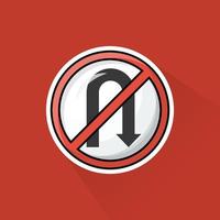 Illustration of No Turn Sign in Flat Design vector