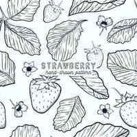 strawberry seamless pattern. hand drawn sketch illustration. vector