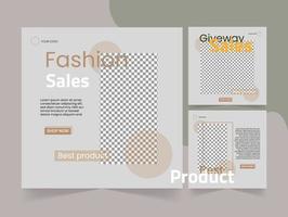 Vector Set of Aesthetic Fashion Sale Post Vector Template