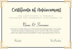 Certificate of Achievement Modern Vector Template