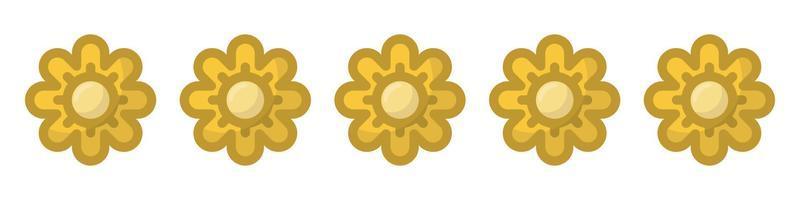 Gold Flower rank vector icon on white backkground