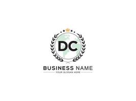 Initial Dc Logo Icon, Creative Three Star and Crown DC Circle Letter Logo Design vector