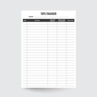 Tips Tracker Printable,Outdoor Tips,Financial Planner,Tips Template,Money Tips Tracker,Spending Tracker,Money Tips,tips record,money tracker,tips planner vector