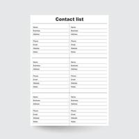 Contact List,Contacts Planner,Contact Sheet,Digital Contact List,Contact Information,Contact Tracker,Contact Book,phone number list,blank contact list,contact keeper vector