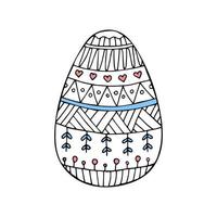 Hand drawn color doodle easter egg. Vector egg with ornament.