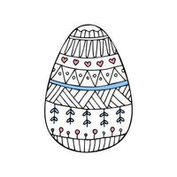 Hand drawn color doodle easter egg. Vector egg with ornament.