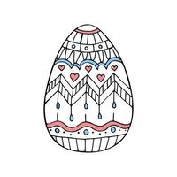 Hand drawn color doodle easter egg. Vector egg with ornament.