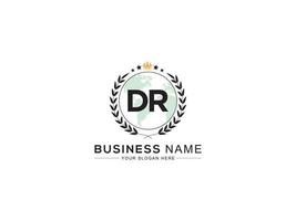 Initial Dr Logo Icon, Creative Three Star and Crown DR Circle Letter Logo Design vector