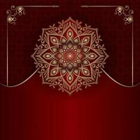 Red background with golden mandala ornament vector