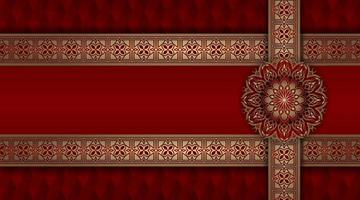 red luxury background, with gold mandala ornament vector