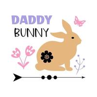 Daddy Bunny - Cute Easter bunny design. Pastel colors, flat design. Vector