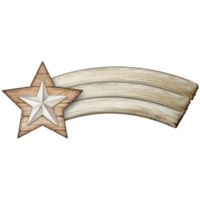 watercolor wooden comet star png