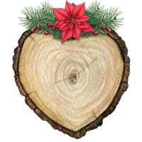 watercolor hand drawn christmas wooden slice png