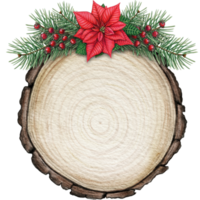 watercolor hand drawn christmas wooden slice png