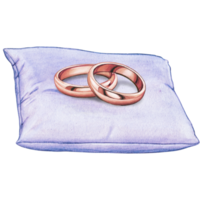 watercolor hand drawn wedding rings on cushion png