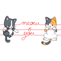 mignonne chatons pendaison sur fil l'amour message png