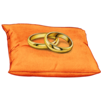 watercolor hand drawn wedding rings on cushion png