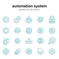 set of gradient outline icons for auto automation system vector