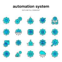 set of flat icons design for configuration automation system. vector