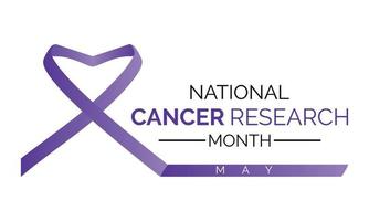 National Cancer Research Month observed in May. Lavender or violet color ribbon Cancer Awareness month. vector